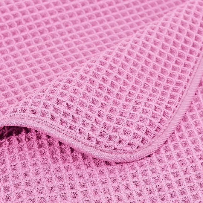 POLYTE 430 GSM Microfiber Quick Dry Lint Free Oversize Bath Towel Set, 6 Piece (Waffle Weave) - Image 7