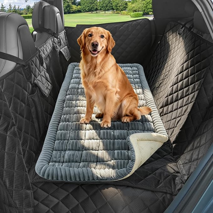 Backseat Dog Bed Mat for Car, Dog Blanket for Car (53" x 24") | Pet Car Blanket Soft and Comfortable, Upgraded Bottom Non-Slip, Washable Travel Pet Mat for Cars Trucks and SUVs by HOMETAILS