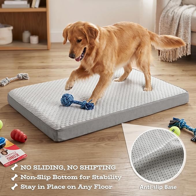 WDCOZY Orthopedic Cooling Dog Bed for Medium Dogs, Q-Max>0.4 Breathable Summer Pet Mat with High Density Memory Foam, Removable Washable Cover, Non-Slip Dog Crate Bed for Pets Up to 40 lbs，29x21 Inch - Image 6