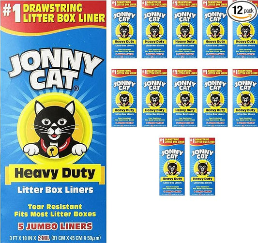 Jonny Heavy Duty Cat Litter Box Liners (Pack of 12), Cat litter Box Liners Jumbo, 5 Liners Box by Unknown