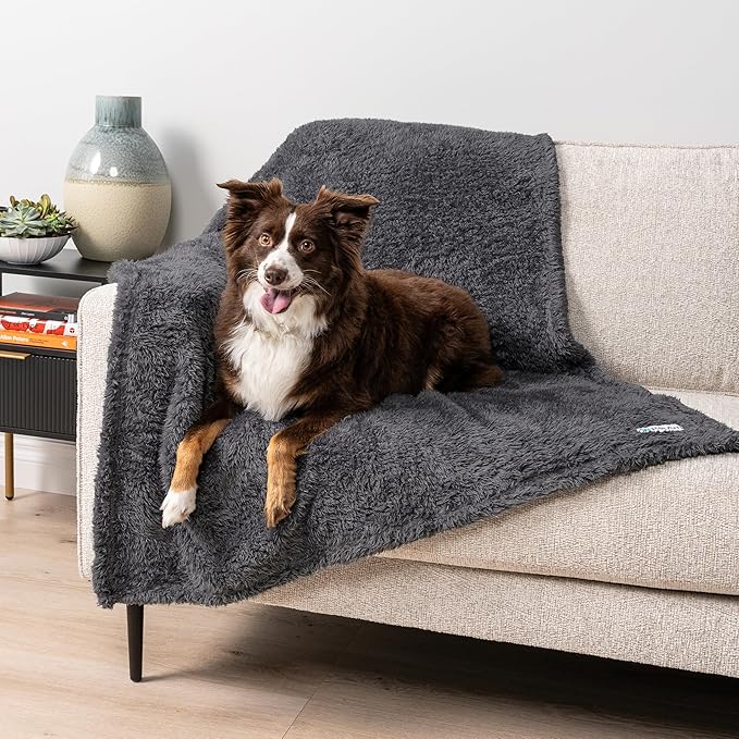 PetAmi Fluffy Waterproof Dog Blanket for Couch and Bed, Reversible Sherpa Pet Throw, Pee Proof Furniture Protector Sofa Cover, Washable Cat Blanket for Small Medium Dogs and Cats (Grey, 24x32) - Image 7