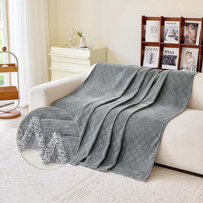 VANJOROY Couch Cover for Dogs Pets, Couch Cover 2 Cushion -Washable Chenille Sofa Cover for Dogs, Pet Friendly Furniture Protector Soft Sofa Slipcovers with Tassel, Dark Grey 71"x 118" - Image 3