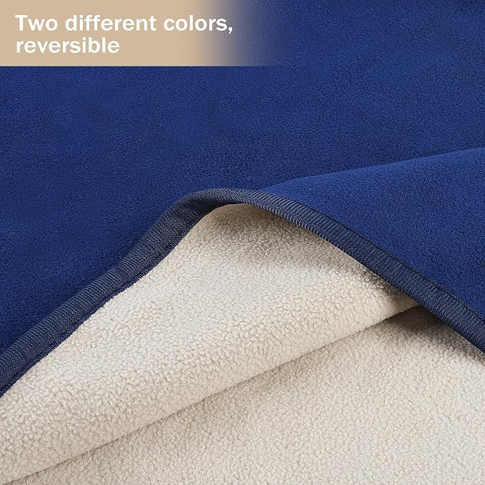 Catalonia Waterproof Bed Blanket, Washable Reversible Furniture Protector | Navy/Taupe Double-Sided Fleece, Leakproof Protection for Bed, Sofa and Couch, Resists Spills, Stains and Everyday Messes - Image 3