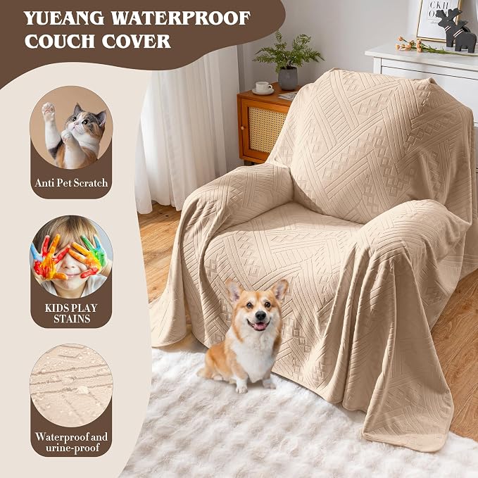Waterproof Recliner Chair Cover, Anti-Slip Reclining Chair Covers, Pet-Friendly, Washable, Durable and Breathable Couch Covers – Reversible Design for Sofa Protection(71x71in/Khaki) - Image 5
