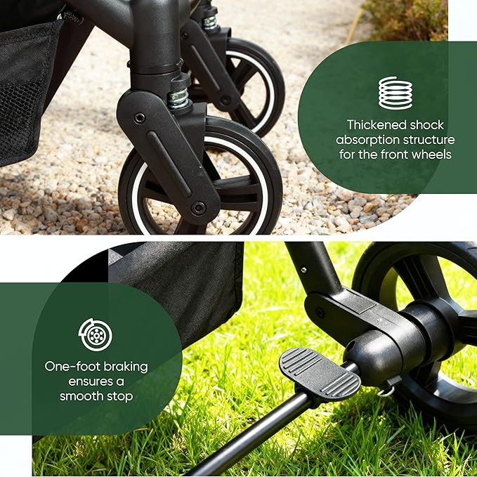 Foldable Dog Stroller, 3 in 1 Pet Stroller for Small Medium Dog Cat up to 50lbs, Detachble Portable Pet Bag, Storage Basket and One-Button Folding Frame