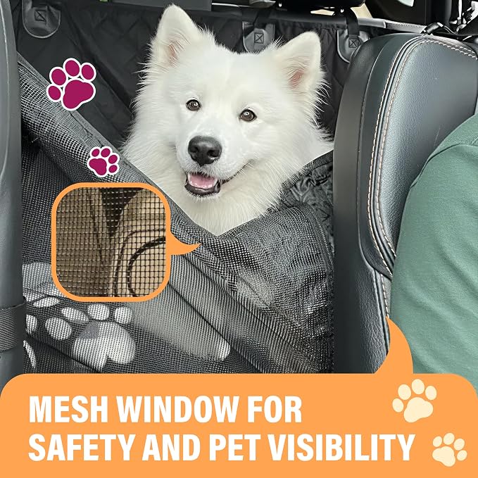 Active Pets Dog Car Seat Cover for Back Seat, Waterproof Pet Protection Hammock, SUV Truck Car Backseat Protector with Safety Features, XL, Black - Image 7