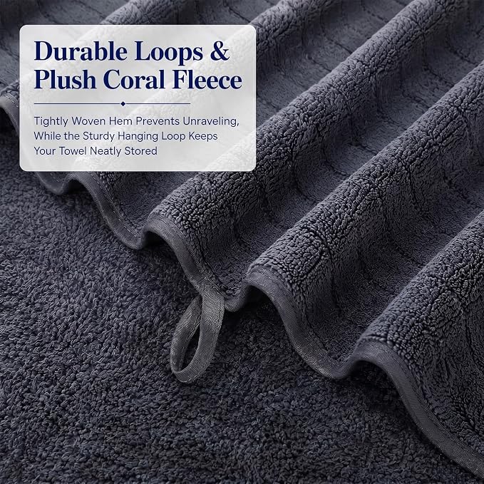 4 Pcs Extra Large Bath Towel Set 35"x70" Oversized Microfiber Bath Sheet Soft Quick Dry Absorbent Towel Gray Brown Green Coral Fleece Bathroom Sheet for Adult Beach Pool Spa Body - Image 4