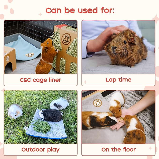 GuineaDad Original Reusable Cage Liner – Yellow Fleece Bedding with Burrowing Pocket – Extra Absorbent Core & Waterproof Bottom – Fits C&C 2x4 Guinea Pig Cages – Small Animal Supplies - Image 5