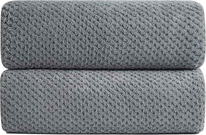 Smuge 2 Piece Hand Towels Set,100% Microfiber - Quick Dry, Thick, Soft, Plush and Highly Absorbent Luxury Hotel & Spa Bath Towel for Bathroom, Pack of 2 (Gray) by Smuge