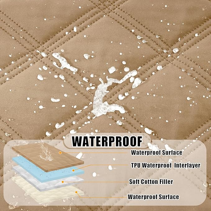 Smiry Waterproof Dog Bed Cover, Reversible Pet Blanket for Sofa Couch | Soft Washable Dog Blanket, Leakproof Couch Cover for Dogs Cats & Furniture Protection, 30x82, Camel/Beige - Image 2