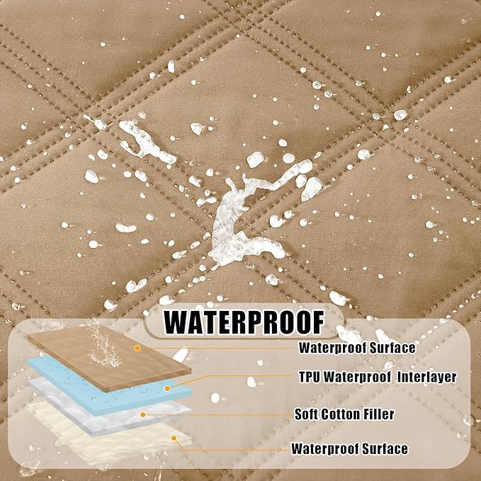 Smiry Waterproof Dog Bed Cover, Reversible Pet Blanket for Sofa Couch | Soft Washable Dog Blanket, Leakproof Couch Cover for Dogs Cats & Furniture Protection, 40x50, Camel/Beige - Image 2