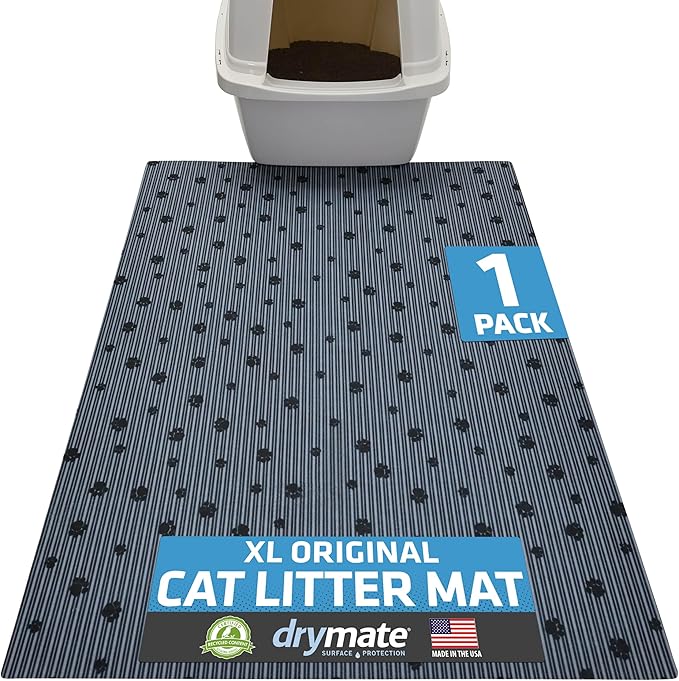 Drymate Cat Litter Box Mat, Litter Trapping Mat, Dark Grey, 28x36 XL | Waterproof, Urine-Proof, Absorbent, Machine Washable, Soft on Paws, Contains Mess, Protects Floors, Kitten Supplies, USA Made by Drymate