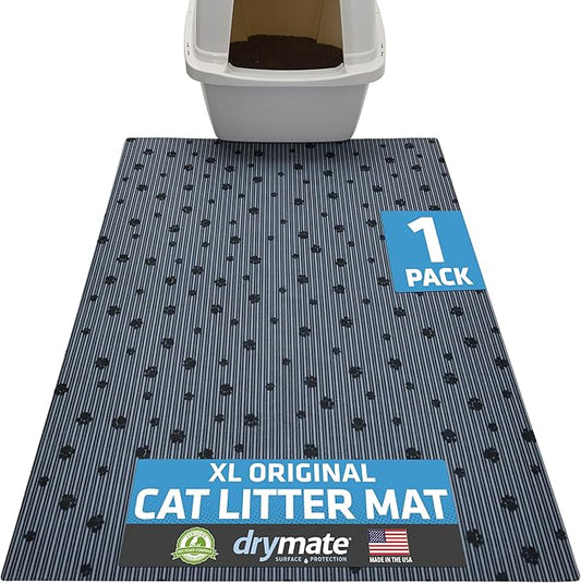 Drymate Cat Litter Box Mat, Litter Trapping Mat, Dark Grey, 28x36 XL | Waterproof, Urine-Proof, Absorbent, Machine Washable, Soft on Paws, Contains Mess, Protects Floors, Kitten Supplies, USA Made by Drymate
