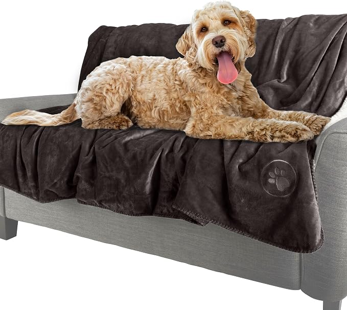 PETMAKER Dog Blanket - 60x70in Reversible Sherpa Blanket - Throw Blankets for Bed, Couch, or Car - Machine Washable Puppy Essentials (Charcoal) by PETMAKER