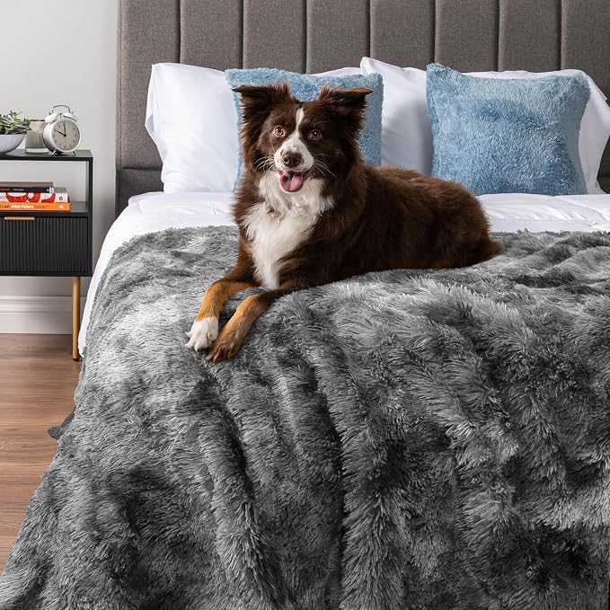 PetAmi Waterproof Dog Blanket for Couch, Bed & Furniture,Reversible Sherpa & Faux Fur Pet Blanket, Leakproof Blanket for Puppy Cat, Washable Soft Calming Pet Couch Protector (29x40, Tie-Dye Gray) - Image 7