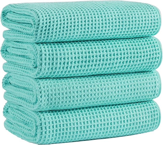 MICROFI Microfiber Waffle Bath Towels, 4 Pieces, Soft, Absorbent, Fast Drying, Lint Free 430 GSM (27''x55''/68.58 cm x139.7 cm) by Unknown