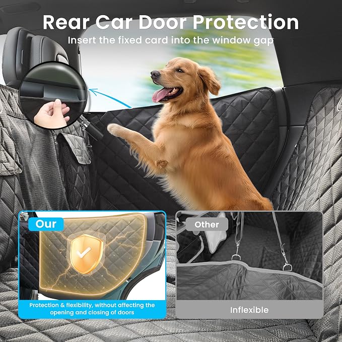 Hard Bottom Dog Car Seat Cover for Back Seat with Door Protector | 100% Waterproof, Tear-Resistant & Non-Slip, Back Seat Cover for Small Mid Cars, SUVs & Trucks, Holds 450Lbs, Easy to Clean - Image 3