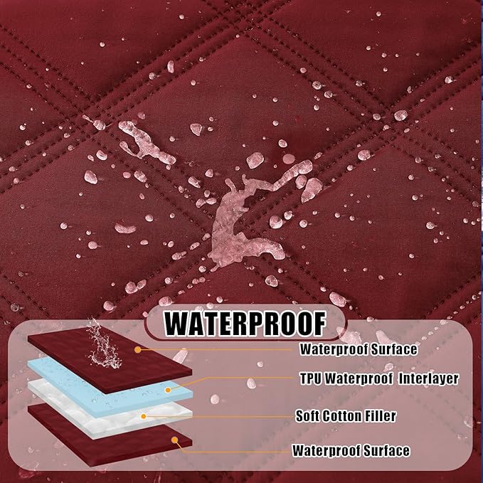 Smiry Waterproof Dog Bed Cover, Reversible Pet Blanket for Sofa Couch | Soft Washable Dog Blanket, Leakproof Couch Cover for Dogs Cats & Furniture Protection, 40x70, Wine Red/Wine Red - Image 2