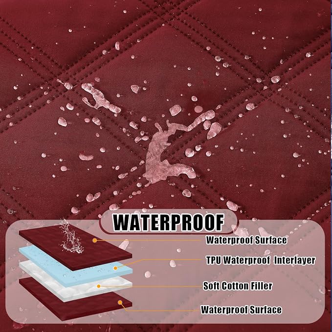 Smiry Waterproof Dog Bed Cover, Reversible Pet Blanket for Sofa Couch | Soft Washable Dog Blanket, Leakproof Couch Cover for Dogs Cats & Furniture Protection, 30x53, Wine Red/Wine Red - Image 2