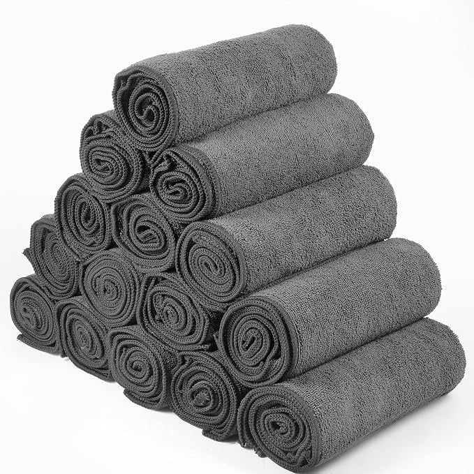 Shimeyao 24 Pack Bleach Proof Towels Microfiber Absorbent Resistant Hair Hand Towels Bulk Quick Dry for Barber Gym Spa Shaving (Grey,Classic) - Image 7