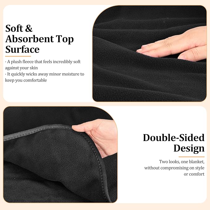 Catalonia Waterproof Bed Blanket, Washable Reversible Furniture Protector | Black/Black Double-Sided Fleece, Leakproof Protection for Bed, Sofa and Couch, Resists Spills, Stains and Everyday Messes - Image 3