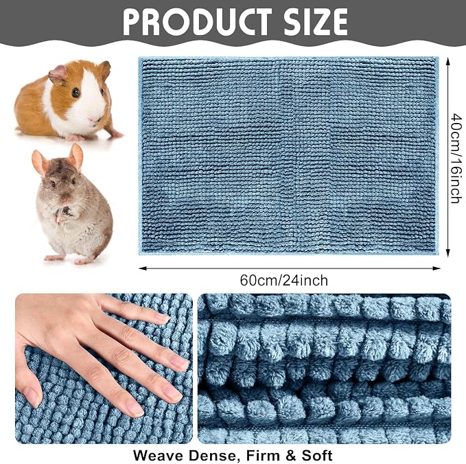 Amylove 4 Pcs Guinea Pig Cage Liner 16 x 24 Inch Washable Chenille Pee Pads Pet Dog Cat Bedding Training Mat Reusable for Small Animals Puppy Bunny Hamster Chinchilla - Image 2