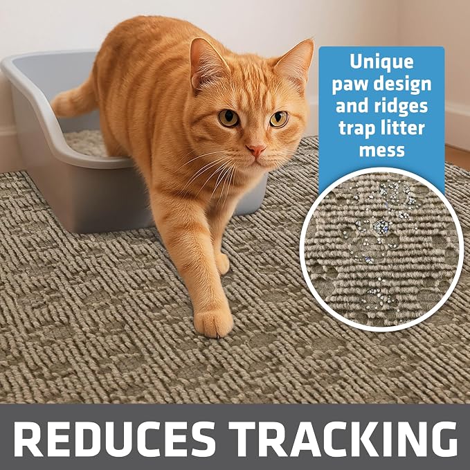 Drymate Cat Litter Box Mat, Litter Trapping Mat, Tan, 28x34 XL | Waterproof, Urine-Proof, Absorbent, Machine Washable, Soft on Paws, Contains Mess, Protects Floors, Kitten Supplies, USA Made - Image 2