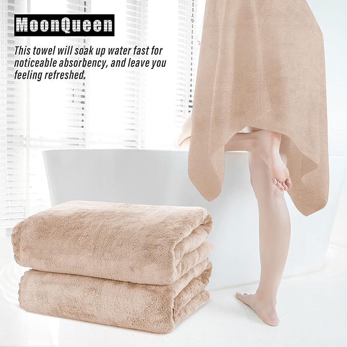 MOONQUEEN 2 Pack Premium Bath Towel Set - Quick Drying - Microfiber Coral Velvet Highly Absorbent Towels - Multipurpose Use as Bath Fitness, Bathroom, Shower, Sports, Yoga Towel (Brown) - Image 7