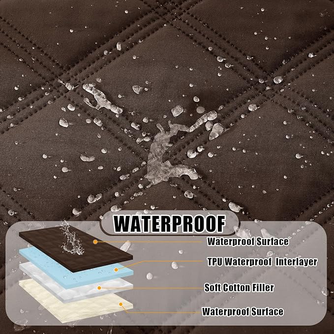 Smiry Waterproof Dog Bed Cover, Reversible Pet Blanket for Sofa Couch | Soft Washable Dog Blanket, Leakproof Couch Cover for Dogs Cats & Furniture Protection, 52x82, Chocolate/Beige - Image 2