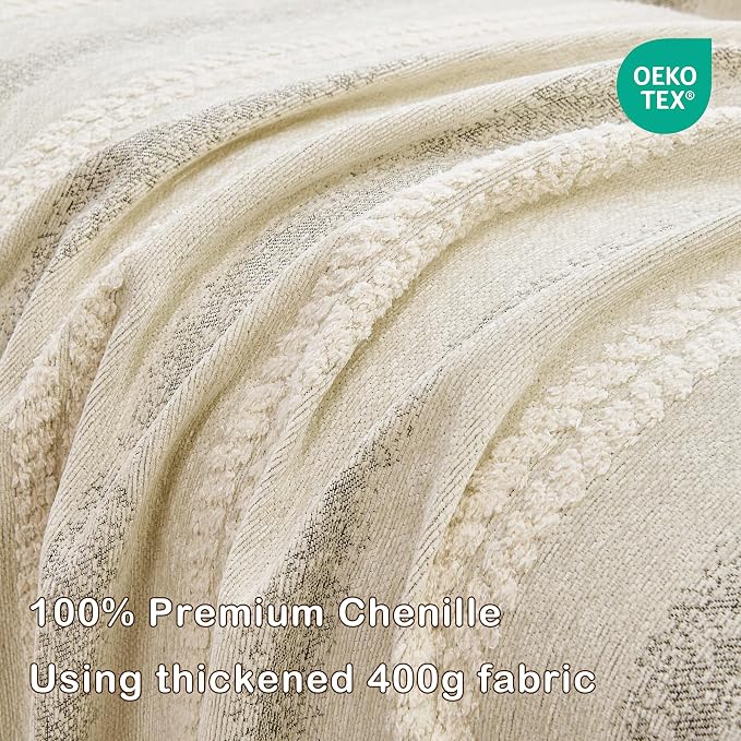 VANJOROY Couch Chair Cover, Armchair for 1 Cushion Couch, Washable Chenille Sofa Cover Protector Soft Sofa Slipcovers for Pets Dog with Tassel,71"x 91" Beige - Image 9