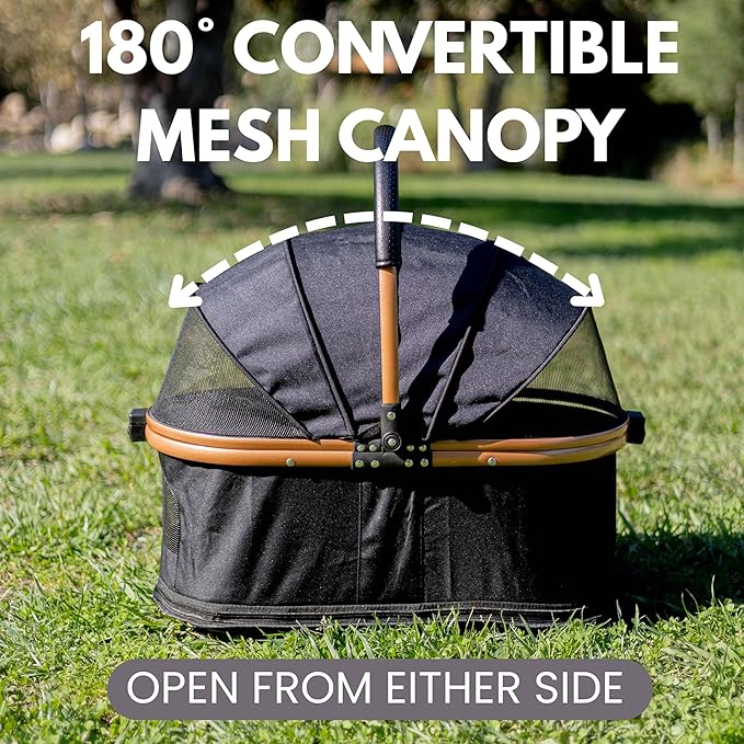 Pet Stroller for Small Dogs & Cats, Foldable for Small/Medium Dog Cat to 50 lbs, Removable Carrier, Storage Basket, Cup Holder, 3-in-1 Multifunctional Detachable (Black)