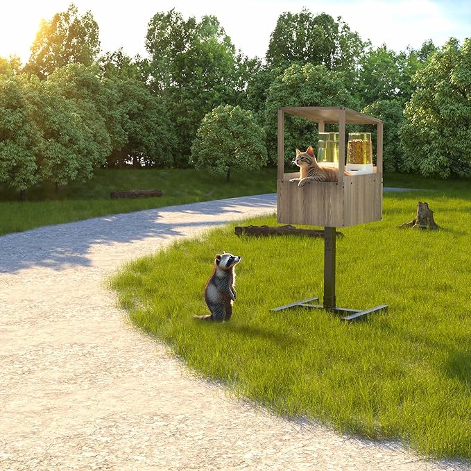 GDLF Outdoor Cat Feeding Station and Weatherproof Feral Cat Shelter | Elevated Design: Helps keep food dry and off wet ground while creating a dedicated feeding area for outdoor cats - Image 6