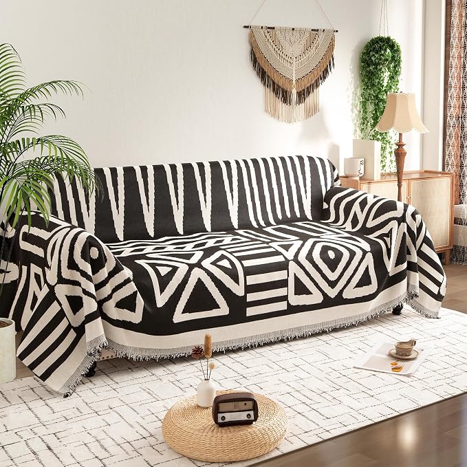 Couch Cover for 2-3 Cushion Couch Sofa Pet Friendly, Boho Sectional L Shaped Sofa Cover Washable for Dogs Cats Kids, Leather Furniture Protector Slipcover Decor for Living Room, 71"x118" by Unknown