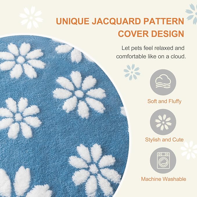 Dog Beds for Extra Large Dogs, Cute Thick Dog Bed for Crate Kennel, Fluffy Pet Bed with Removable Washable Cover and Anti-Slip Bottom, 41"x 28", Blue Flower - Image 5