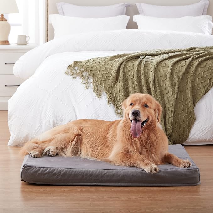 Jumbo Dog Bed for Large Dogs, Orthopedic Memory Foam Pet Bed, Washable Dog Crate Bed with Cooling Gel, Removable Cover & Waterproof Lining - Image 2