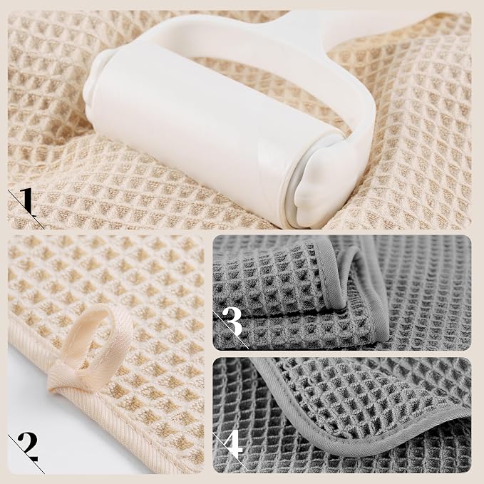 POLYTE 430 GSM Microfiber Oversize Quick Dry Lint Free Bath Towel, 60 x 30 in, 4 Pack (Waffle Weave) - Image 4