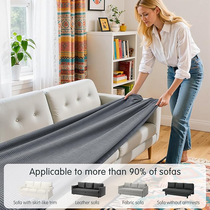 Hokway Couch Cushion Covers Stretch Cushion Covers Sofa Seat Cushion Slipcover Cushion Protector(Light Gray, Large) - Image 4