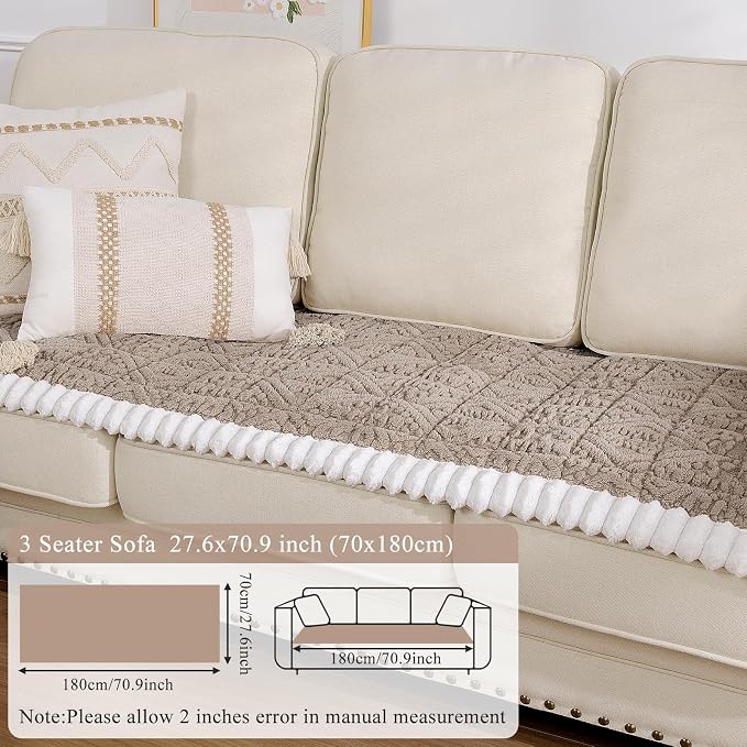 Vaukki Coffee Pet Couch Cover for Dog, 27.6''x70.9'' Sofa Cover Protector | Washable Soft Non Slip Sofa Slipcover for 3 Cushion Couch, Fuzzy Sofa Pad Pet Friendly Dog Bed Mat for Couches - Image 7