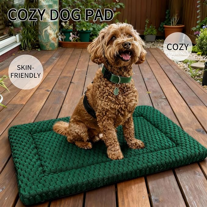 Dog Bed Mat - Dog Crate Pad - Reversible Mat for Pet Comfort - Soft Bed Crate Pads for All Seasons - Durable, Machine Washable Mat for Crates, Travel, and Home (Dark Green, 24" L*18" W*1.5" Th) - Image 3