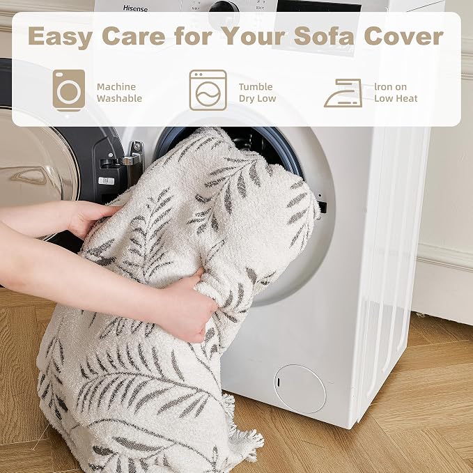 Couch Cover for Dogs Washable Sofa Cover, Sectional Couch Covers, Sofa Covers for 2 Cushion Couch, Non Slip Stripe Sofa Slipcovers Furniture Protector (Eucalyptus Brown 91x102) - Image 8