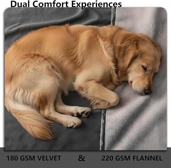 Waterproof Blanket - Reversible Dog Throw as Furniture Protector | Soft Velvet & Flannel, TPU Leak-Proof Liner, Machine Washable, Fits Couch and Bed, 68" x 82", Black/Lightgrey - Image 4