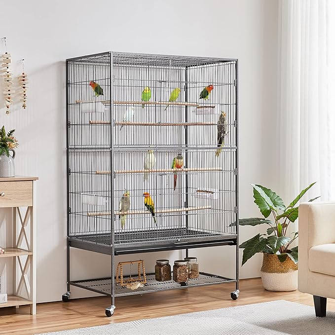 Yaheetech 60.5inch Extra Large Bird Cage Metal Parrot Cage Flight Cage for Cockatiels African Grey Quaker Green Cheek Sun Conure Medium Birds Parrots - Image 2