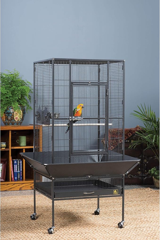 Prevue Pet Products Park Plaza Bird Cage - Large Brown Steel Bird Cage with Rolling Stand, Seed Guards, and Perches, Ideal for Cockatiels and Medium Birds - Cocoa Hammertone - Image 6