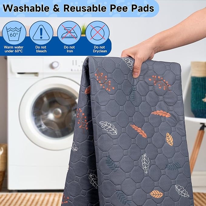 Washable Pee Pads for Dogs - 2 Pack Puppy Pads with Super Absorbent, Non-Slip, Reusable Pee Pads Specifically Designed for Dog Playpen, Crate, Whelping Box, Floor - 36" x 41", Grey - Image 3