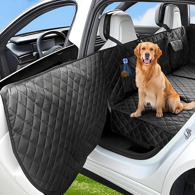 Hard Bottom Dog Car Seat Cover for Back Seat with Door Protector | 100% Waterproof, Tear-Resistant & Non-Slip, Back Seat Cover for Small Mid Cars, SUVs & Trucks, Holds 450Lbs, Easy to Clean by BeComfee