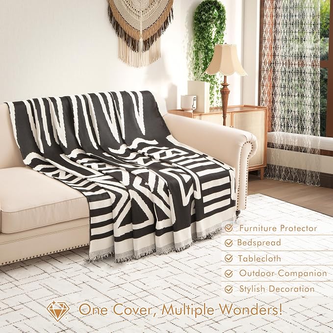 Couch Cover for 2-3 Cushion Couch Sofa Pet Friendly, Boho Sectional L Shaped Sofa Cover Washable for Dogs Cats Kids, Leather Furniture Protector Slipcover Decor for Living Room, 71"x118" - Image 5