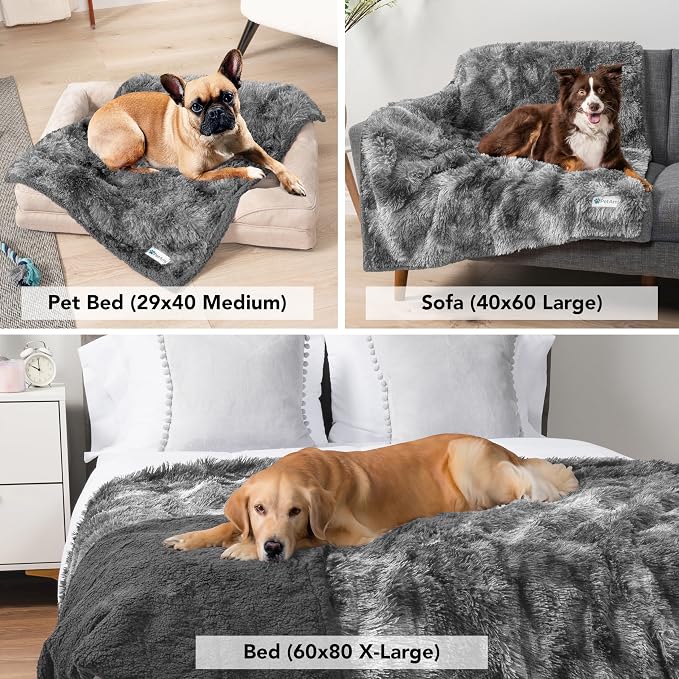PetAmi Waterproof Dog Blanket for Couch, Bed & Furniture,Reversible Sherpa & Faux Fur Pet Blanket, Leakproof Blanket for Dog Cat, Soft Washable Couch Protector Calming Throw (40x60, Tie-Dye Gray) - Image 4