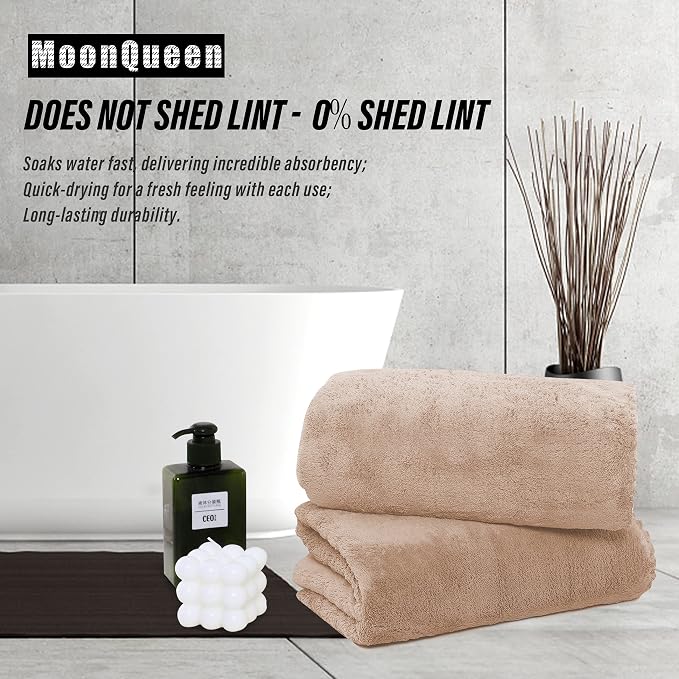 MOONQUEEN 2 Pack Premium Bath Towel Set - Quick Drying - Microfiber Coral Velvet Highly Absorbent Towels - Multipurpose Use as Bath Fitness, Bathroom, Shower, Sports, Yoga Towel (Brown) - Image 3