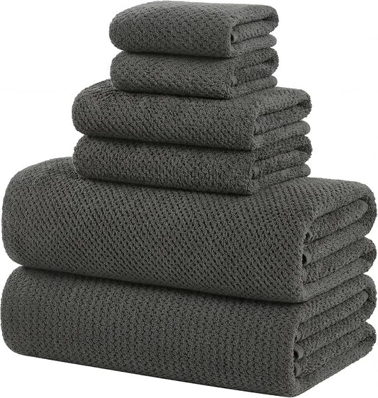 Extra Large Bath Sheets Set 6-Piece, 2 Bath Towels 40x80 Inches, 2 Hand Towels, 2 Washcloths, Soft Absorbent Quick Dry Microfiber Towels for Bathroom Beach Pool Gym Spa, Charcoal Gray by BXRBXRTowels
