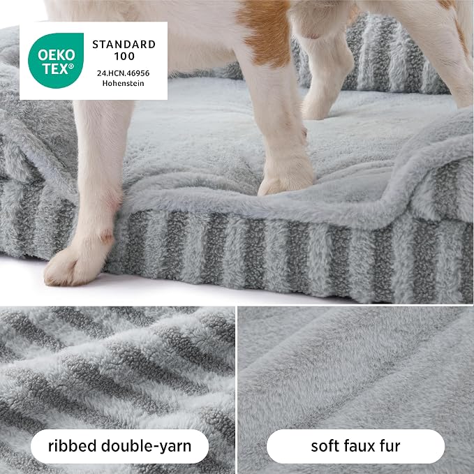 LE SURE Cute Cozy High Back Orthopedic Dog Beds Medium Size Dog,28" Grey | Waterproof Pet Bed with Sides, Aesthetic Comfy Egg-Crate Foam Pet Couch Sofa, Removable Washable Cover, Non-Slip Bottom - Image 3